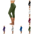 thumbnail image 1 of LIBRCLO Womens Capri Leggings High Waist Solid Yoga Pants Ladies Fashion Casual Sports Trousers, 1 of 9