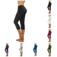 thumbnail image 1 of LIBRCLO Womens Capri Leggings High Waist Solid Yoga Pants Ladies Fashion Casual Sports Trousers, 1 of 9