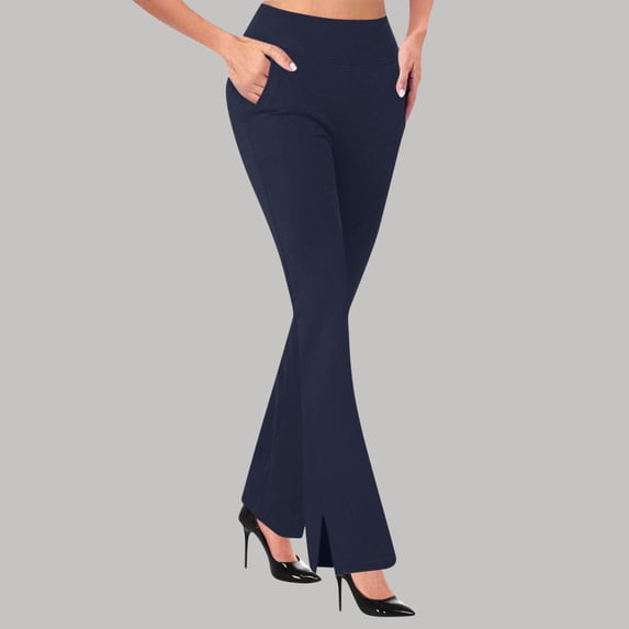LIBRCLO Womens Leggings Sport Casual Bootcut Yoga Pants Solid Color Fashion Elastic Waist Button Pockect Yoga Pants