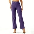 thumbnail image 1 of LIBRCLO Womens Leggings with Pockets Yoga Pants Elastic Waist Classic Work Office Straight Leg Pants Purple L, 1 of 8
