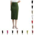 thumbnail image 1 of LIBRCLO Womens Midi Pencil Skirt High Waist Stretch Hip Hugging Skirt for Office Work, 1 of 5