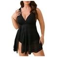 thumbnail image 1 of LIBRCLO Womens One Piece Swimsuits Plus Size Deep V Underwire Side Split Dresses Solid Summer Beach Bathing Suits, 1 of 8