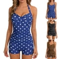 thumbnail image 1 of LIBRCLO Womens Swimsuits Polka Dot Pattern V Neck Strap Bikinis Summer Beach One Piece Bathing Suits, 1 of 6