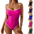 thumbnail image 1 of LIBRCLO Womens One Piece Swimsuits Sleeveless Crew Neck Tapered Waist Bikinis with Padded Bra Thin Straps Casual Summer Beach Bathing Suits, 1 of 7