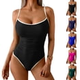thumbnail image 1 of LIBRCLO Womens One Piece Swimsuits Sleeveless Crew Neck Tapered Waist Bikinis with Padded Bra Thin Straps Casual Summer Beach Bathing Suits, 1 of 7
