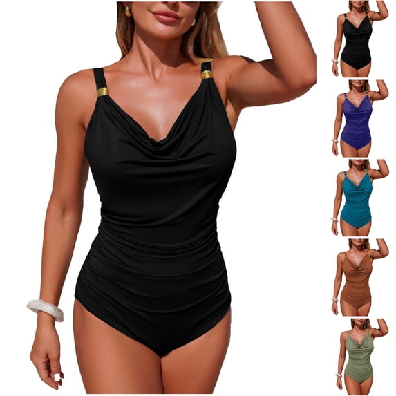 LIBRCLO Womens One Piece Swimsuits Suspender Collar Back Strap Bikini Comfortable Summer Beach Bathing Suits