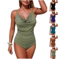 thumbnail image 1 of LIBRCLO Womens One Piece Swimsuits Suspender Collar Back Strap Bikini Comfortable Summer Beach Bathing Suits, 1 of 9