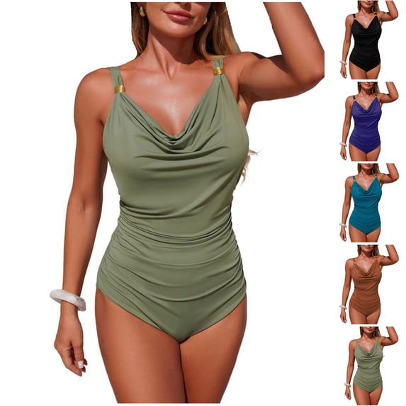 LIBRCLO Womens One Piece Swimsuits Suspender Collar Back Strap Bikini Comfortable Summer Beach Bathing Suits