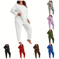 thumbnail image 1 of LIBRCLO Womens Pajama Sets Plus Size Fashion Solid Color Lounge Wear Casual Long Sleeve Pants Sleepwear, 1 of 5