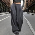 thumbnail image 1 of LIBRCLO Womens Pants Wide Leg Elastic Waist Trousers with Pockets Crease Solid Color Casual Long Pants, 1 of 6