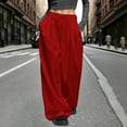 thumbnail image 1 of LIBRCLO Womens Pants Wide Leg Elastic Waist Trousers with Pockets Crease Solid Color Casual Long Pants, 1 of 6