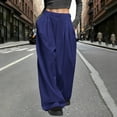 thumbnail image 1 of LIBRCLO Womens Pants Wide Leg Elastic Waist Trousers with Pockets Crease Solid Color Casual Long Pants, 1 of 6