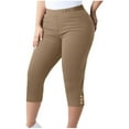 thumbnail image 1 of LIBRCLO Womens Plus Size Yoga Pants Fashion Cropped Leggings Capris Solid Color Elastic Waist Fitness Athletic Wear, 1 of 8