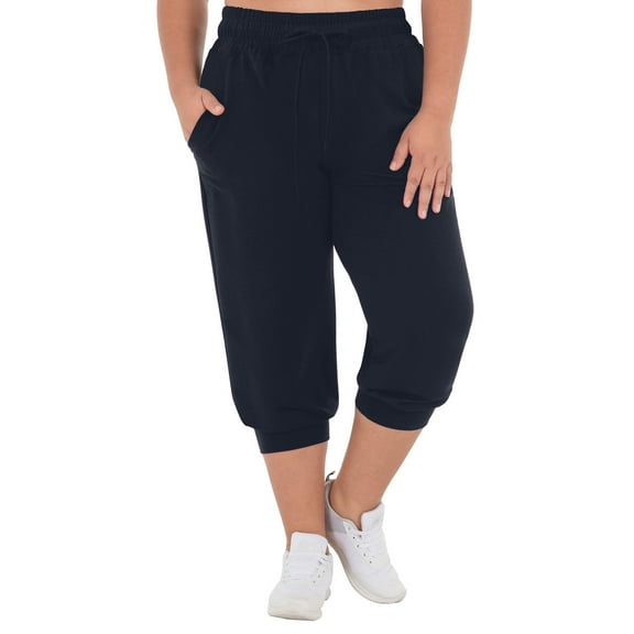 LIBRCLO Womens Plus Size Yoga Pants High Waist Cuffed Pants Casual Foot Binding With Pocket Jogging Sports Trousers