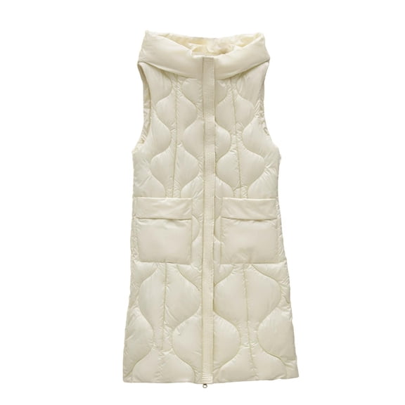 LIBRCLO Womens Puffer Vest Long Sleeveless Jacket Lightweight Warm Winter Coat with Pockets