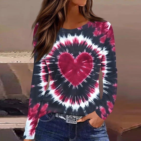 LIBRCLO Womens Shirts Long Sleeve Crewneck Pullover Tops, Valentines Casual Holiday Graphic T Shirts