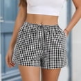 thumbnail image 1 of LIBRCLO Womens Shorts Checkered Drawstring Elastic Waist Shorts Fashion Spring And Summer Cute Comfortable Casual Bottoms, 1 of 7