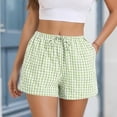 thumbnail image 1 of LIBRCLO Womens Shorts Checkered Drawstring Elastic Waist Shorts Fashion Spring And Summer Cute Comfortable Casual Bottoms, 1 of 7