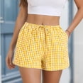 thumbnail image 1 of LIBRCLO Womens Shorts Checkered Drawstring Elastic Waist Shorts Fashion Spring And Summer Cute Comfortable Casual Bottoms, 1 of 7