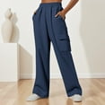 thumbnail image 1 of LIBRCLO Womens Sweatpants with Pockets Solid Color Baggy Pants Elastic Waistband Comfort Wide Leg Jogger Pants, 1 of 4