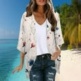 thumbnail image 1 of LIBRCLO Womens Swimsuit Cover-ups Beach Hawaiian Long Sleeved Cardigans Fashionable Casual Printed Tops, 1 of 6
