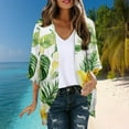 thumbnail image 1 of LIBRCLO Womens Swimsuit Cover-ups Beach Hawaiian Long Sleeved Cardigans Fashionable Casual Printed Tops, 1 of 6