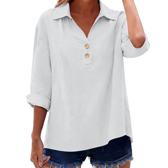 LIBRCLO Womens T-Shirts 3/4 Sleeve V-Neck Shirts Fashion Summer Solid Shirts