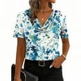 thumbnail image 1 of LIBRCLO T-Shirts for Women Floral Printed Cowl Neck Short Sleeve Shirts Fashionable Breathable Summer Tops, 1 of 6