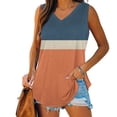 thumbnail image 1 of LIBRCLO Womens Tank Tops Casual Color Block V Neck Sleeveless Shirts Summer Striped Tops, 1 of 7