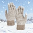 thumbnail image 1 of LIBRCLO Womens Winter Gloves Knitted Wool Five-finger Warm Gloves Plus Velvet and Thick Touch Screen Gloves, 1 of 4