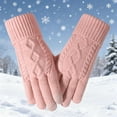 thumbnail image 1 of LIBRCLO Womens Gloves Winter Knitted Wool Five-finger Warm Gloves Plus Velvet and Thick Touch Screen Winter Gloves Women, 1 of 4