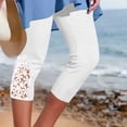 thumbnail image 1 of LIBRCLO Womens Yoga Pants Slim Fit Lace Capris Casual Tight Capri Pants Elastic Waist Leggings White L, 1 of 6