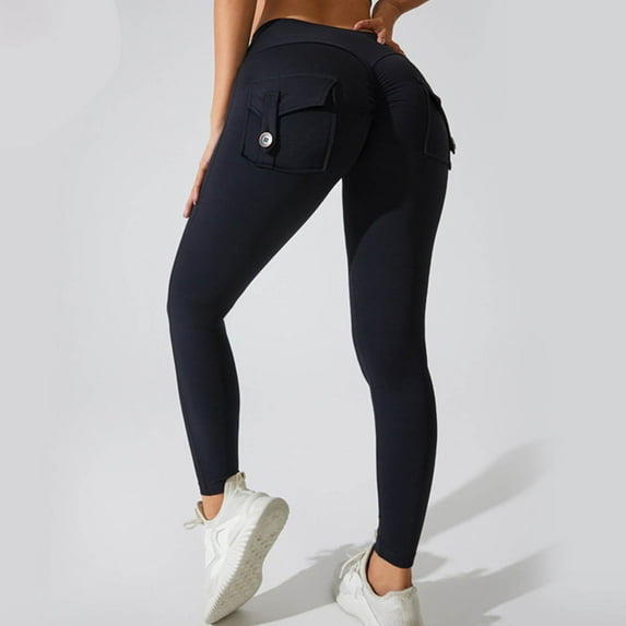 LIBRCLO Womens Yoga Pants with Pockets Solid Color Breathable High Waist Fitness Stretch Slim Fit Comfortable Fashion Yoga Pants