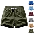 thumbnail image 1 of LIBRCLO Mens Shorts Elastic Waist Drawstring Shorts with Pockets Summer Solid Color Casual Comfortable Bottoms, 1 of 3