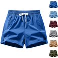thumbnail image 1 of LIBRCLO Mens Shorts Elastic Waist Drawstring Shorts with Pockets Summer Solid Color Casual Comfortable Bottoms, 1 of 3