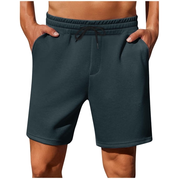 LIBRCLO Shorts for Men Drawstring Elastic Waist Shorts with Multi Pockets Classic Running Summer Gym Sweatpants