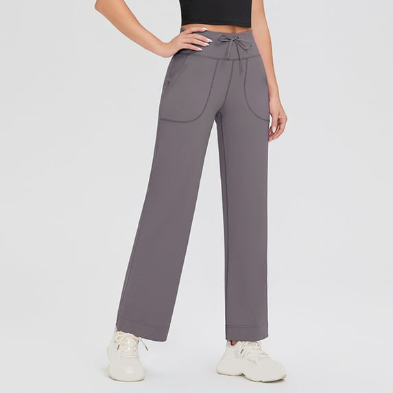 LIBRCLO Yoga Pants for Women Casual High Waist Workout Stretch Breathable Comfortable Solid Color Wide Leg Pants