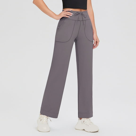 LIBRCLO Yoga Pants for Women Casual High Waist Workout Stretch Breathable Comfortable Solid Color Wide Leg Pants