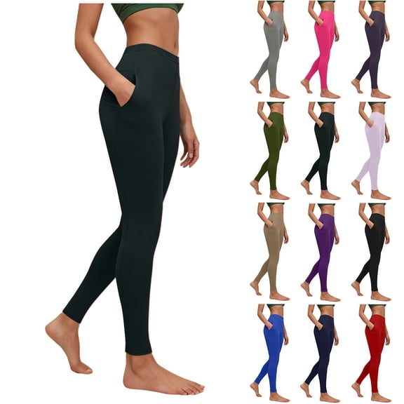 LIBRCLO Yoga Pants for Women Casual Stretch Yoga Leggings with Pockets Running Gym Sports Active Yoga Length Pants