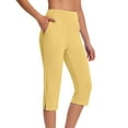 thumbnail image 1 of LIBRCLO Yoga Pants for Women with Pockets Capri Pants Slim-Leg Sports Leggings Casual Work Capris Yellow XXL, 1 of 7
