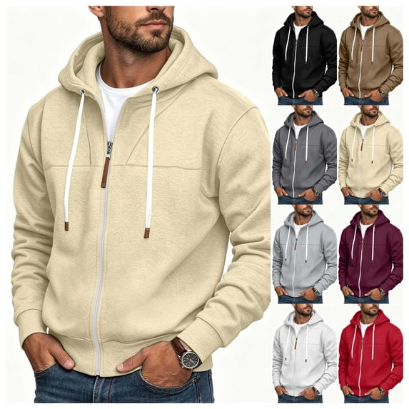 LIBRCLO Zip-up Hoodies for Men, Long Sleeve Hooded Fleece Sweatshirts Hoodie Casual Fall Clothes Size M