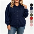 thumbnail image 1 of LIBRCLO Zip up Hoodies for Women, Plus Size Womens Clothes, Loose Casual Fleece Hoodie with Pockets, Size XL, 1 of 8