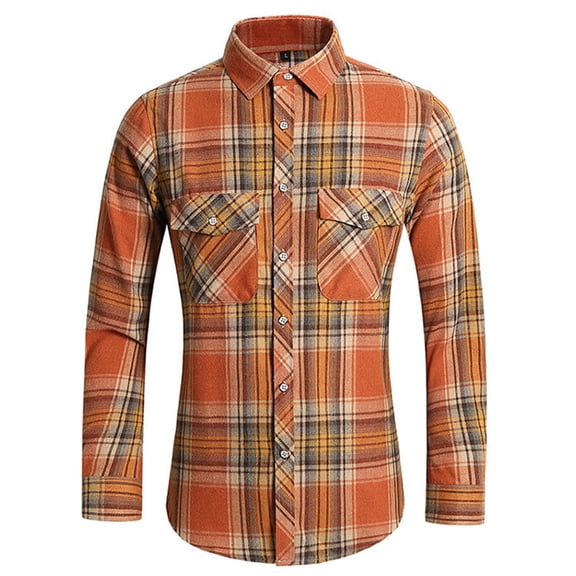 LIBRCLO mens casual button down shirts long sleeve Classic fit plaid shirts with pockets