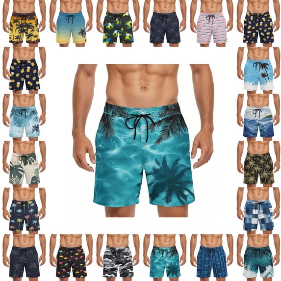 LIBRCLO Mens Swim Trunks Quick Dry Fashion Printing Board Shorts Casual Lightweight Breathable Summer Beach Bathing Suit with Pockets and Drawstring