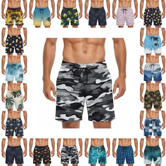LIBRCLO Mens Swim Trunks Quick Dry Fashion Printing Board Shorts Casual Lightweight Breathable Summer Beach Bathing Suit with Pockets and Drawstring