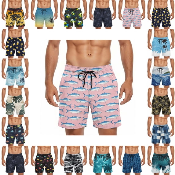 LIBRCLO Mens Swim Trunks Quick Dry Fashion Printing Board Shorts Casual Lightweight Breathable Summer Beach Bathing Suit with Pockets and Drawstring