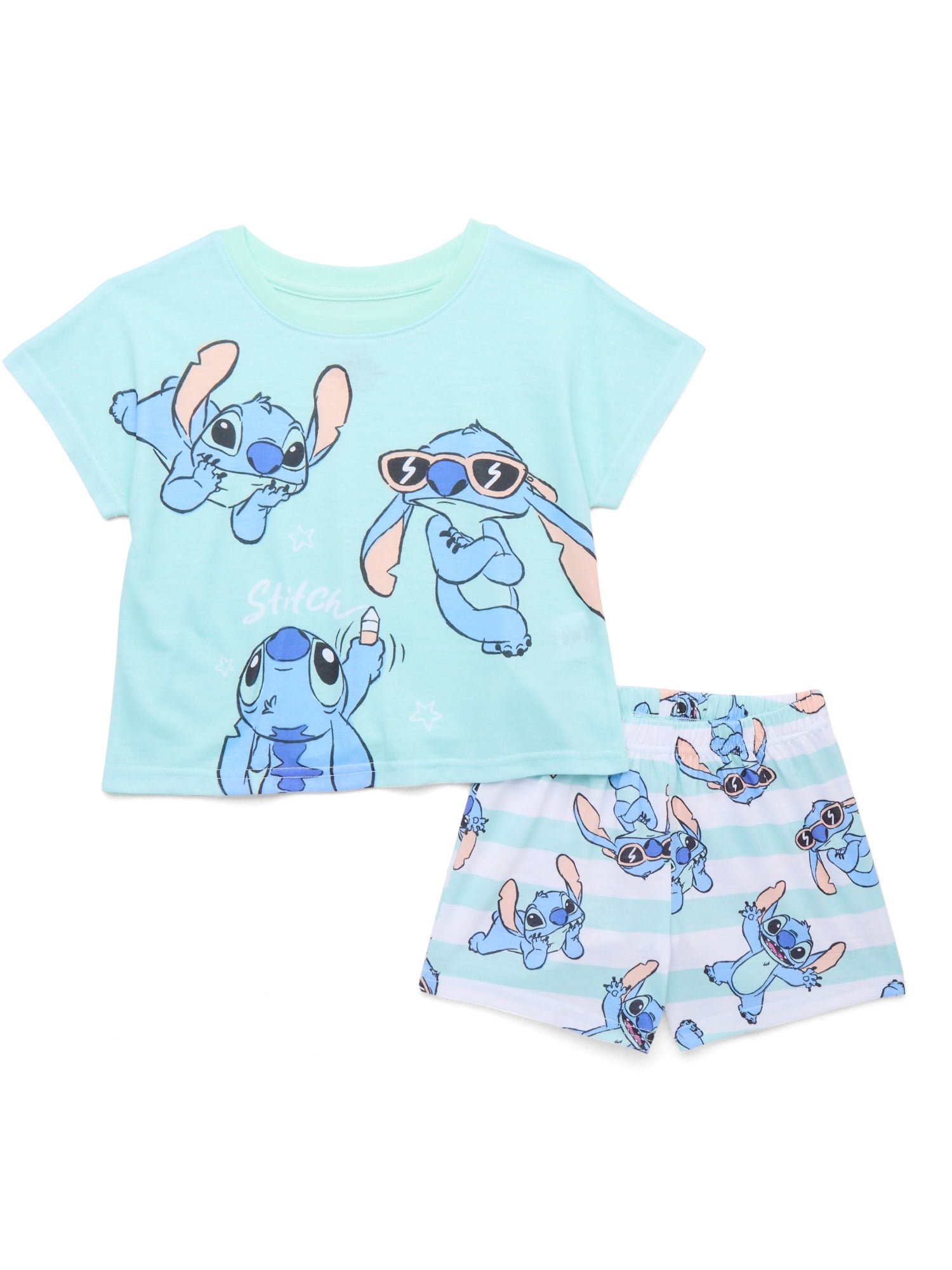 Stitch Girls Top and Shorts Pajama Set, 2-Piece, Sizes 4-12