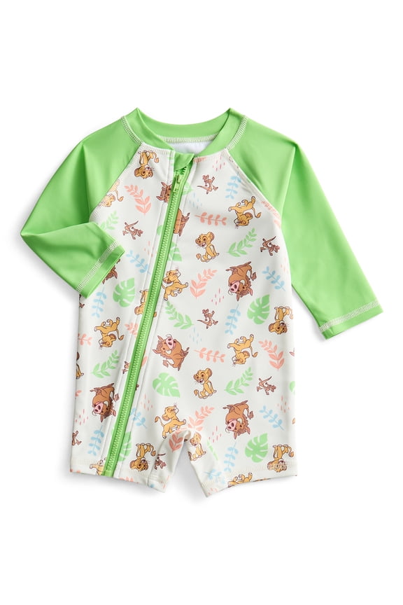 Baby Boys One Piece Rashguard Swimsuit with UPF 50, Sizes 0M-12M