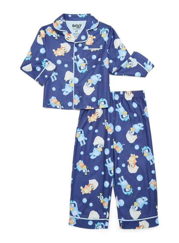 Toddler Boys or Girls Long Sleeve Top and Pants Pajama Coat Set, 2-Piece, Sizes 2T-5T