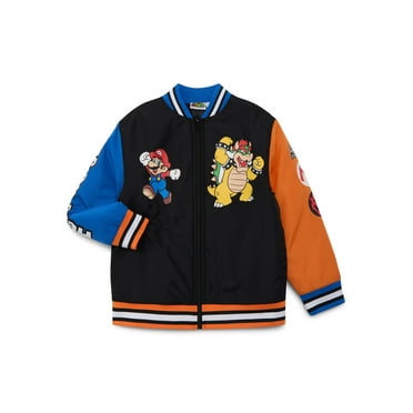 Super Mario and Bowser Boys Bomber Jacket, Sizes 4-12